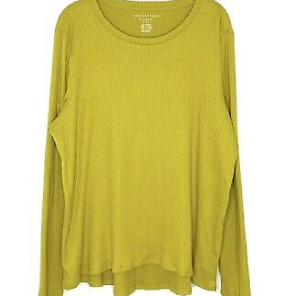 American Eagle Sweater Long Sleeve Shirt Ribbed Soft & Sexy Plush Yellow Top S